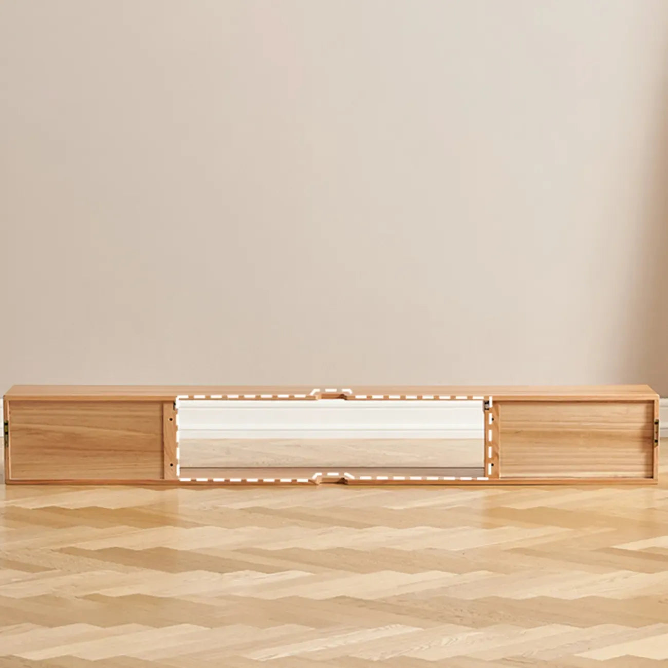 Meuble TV mural en bois naturel