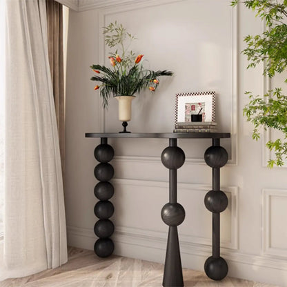 Console d'entrée artistique en noyer avec pieds tournés