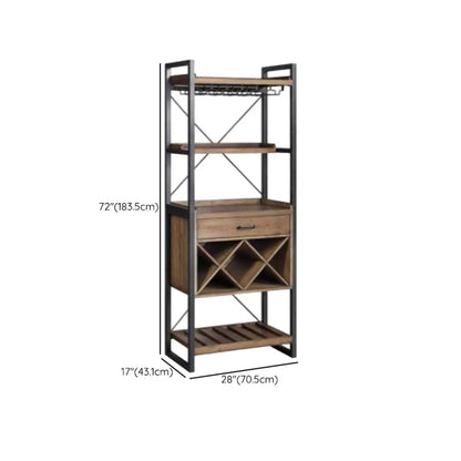 Porte-bouteilles et porte-verres en bois naturel brun et casier à vin ouvert