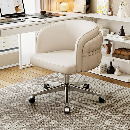 Chaise de bureau ergonomique moderne en cuir à dossier bas et roulettes