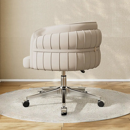 Chaise de bureau ergonomique moderne en cuir à dossier bas et roulettes