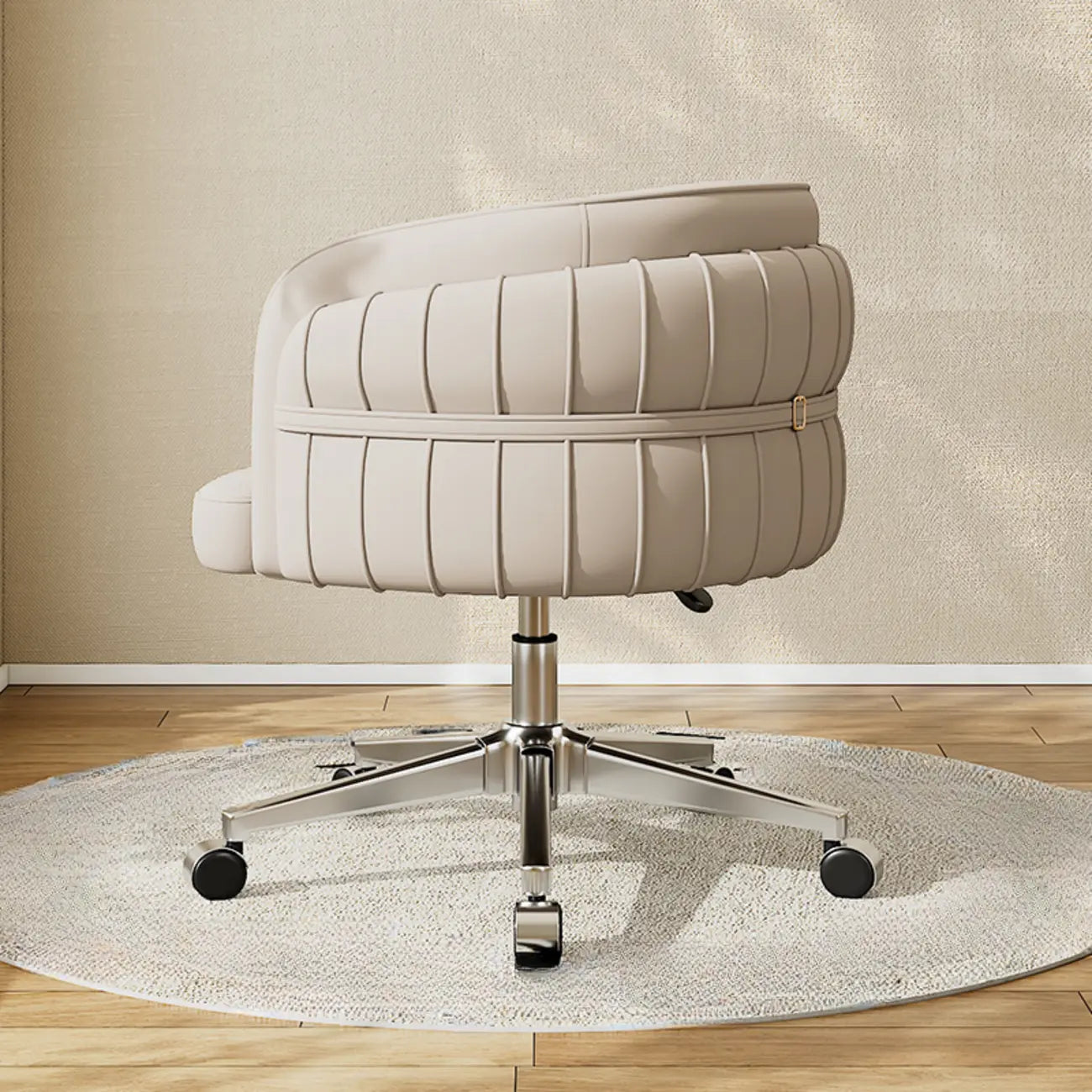 Chaise de bureau ergonomique moderne en cuir à dossier bas et roulettes