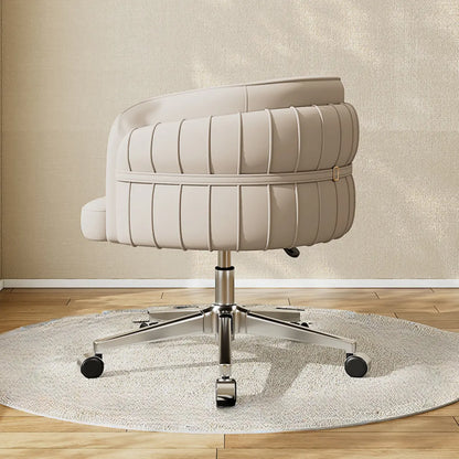 Chaise de bureau ergonomique moderne en cuir à dossier bas et roulettes