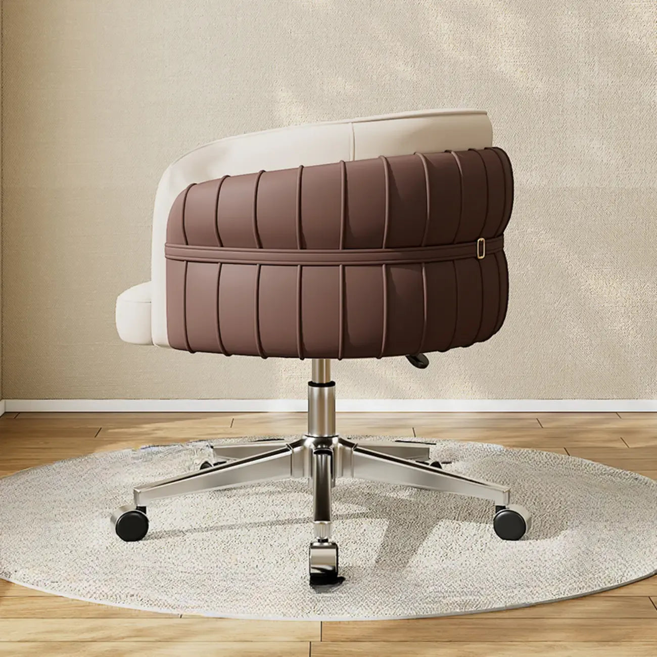 Chaise de bureau ergonomique moderne en cuir à dossier bas et roulettes