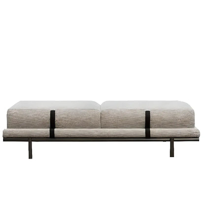 Banc de chambre scandinave en métal gris rembourré