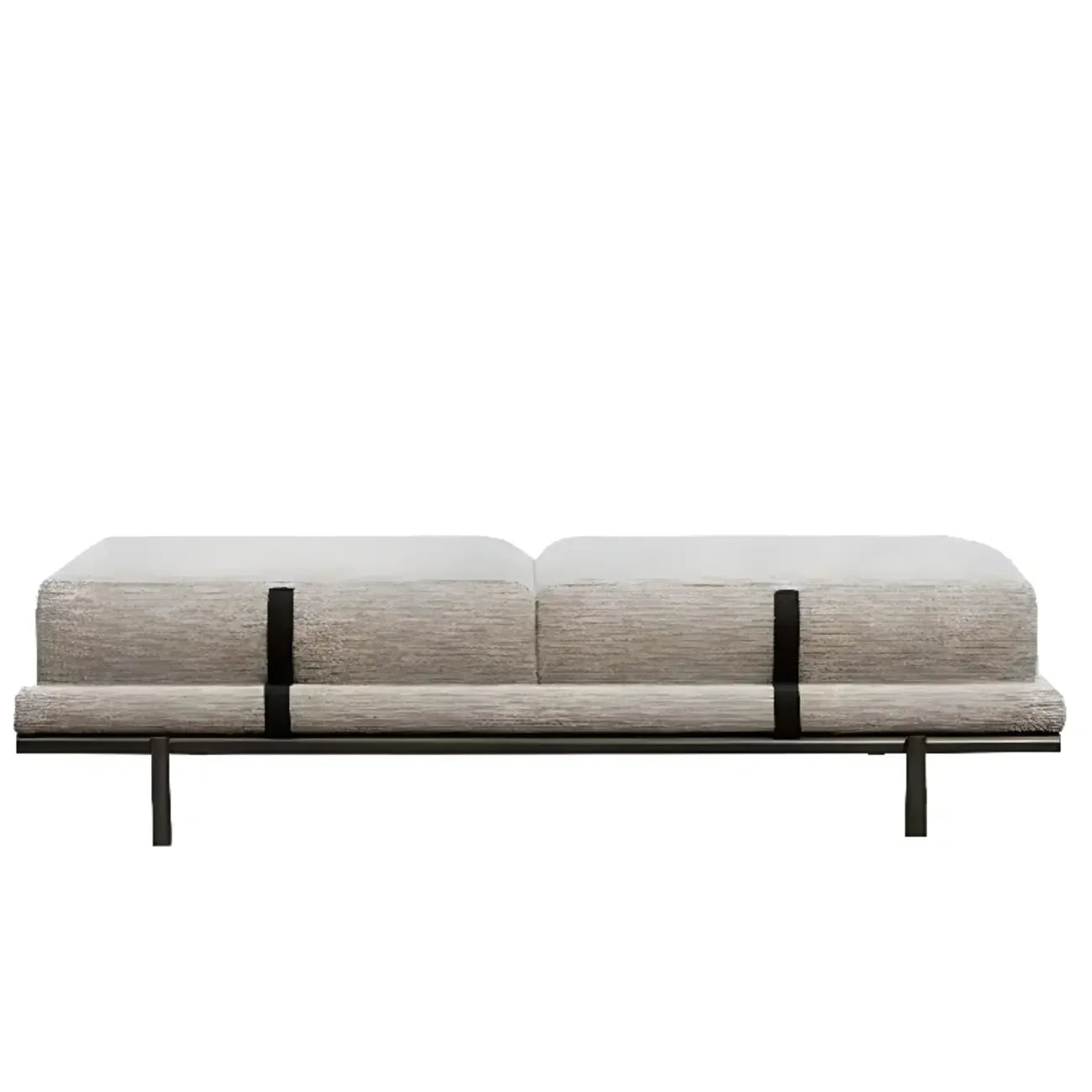 Banc de chambre scandinave en métal gris rembourré