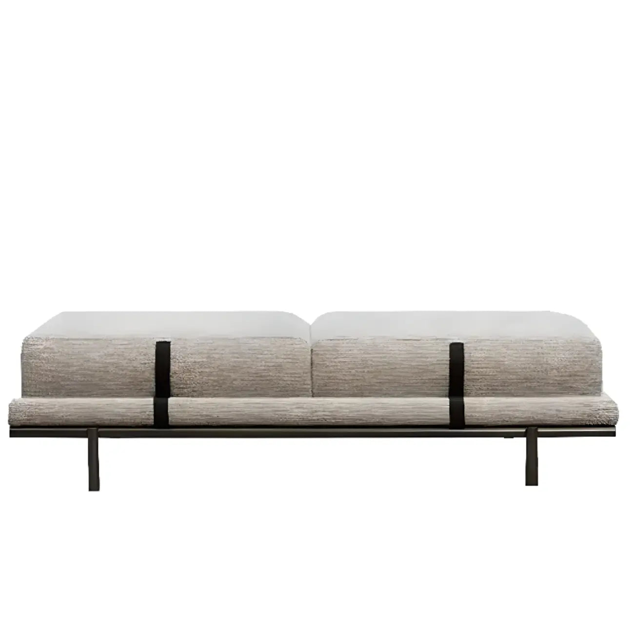 Banc de chambre scandinave en métal gris rembourré
