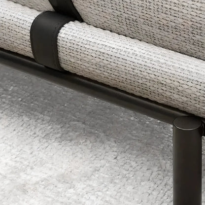 Banc de chambre scandinave en métal gris rembourré