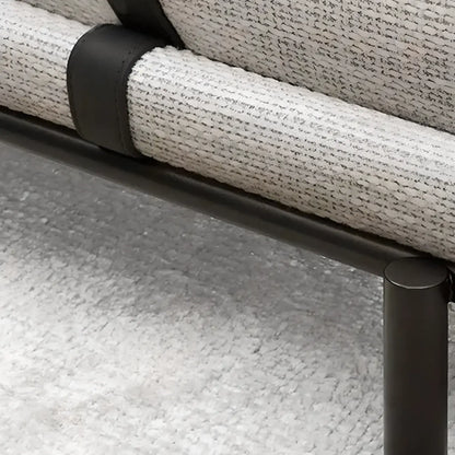 Banc de chambre scandinave en métal gris rembourré