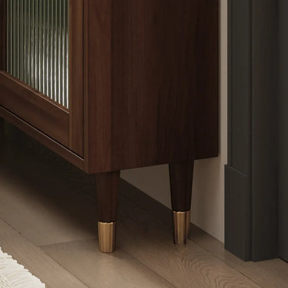 Buffet moderne en bois avec portes et étagères vitrées