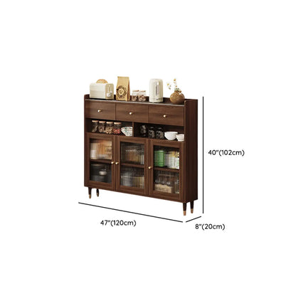 Buffet moderne en bois avec portes et étagères vitrées