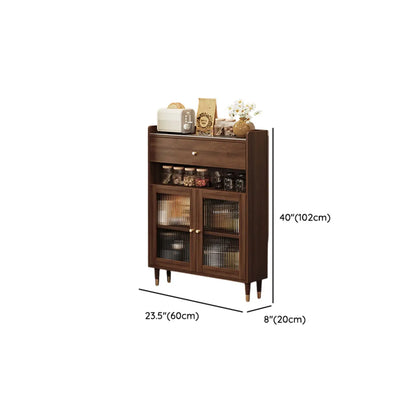Buffet moderne en bois avec portes et étagères vitrées