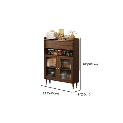 Buffet moderne en bois avec portes et étagères vitrées