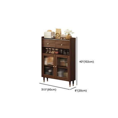 Buffet moderne en bois avec portes et étagères vitrées