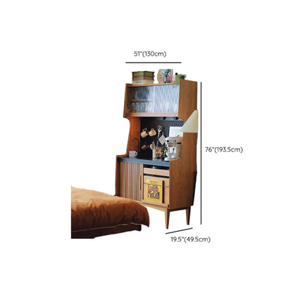 Buffet scandinave en merisier et pin avec rangements ouverts