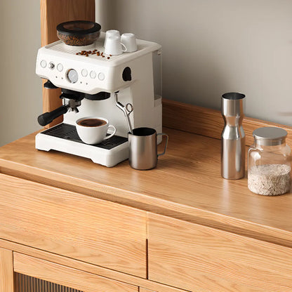 Buffet étroit moderne en bois avec tiroirs et portes coulissantes