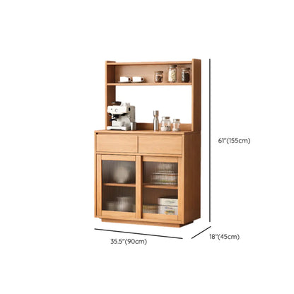 Buffet étroit moderne en bois avec tiroirs et portes coulissantes