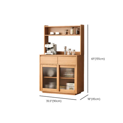 Buffet étroit moderne en bois avec tiroirs et portes coulissantes