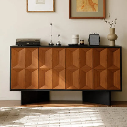 Armoire de rangement en bois de style moderne du milieu du siècle avec 4 portes