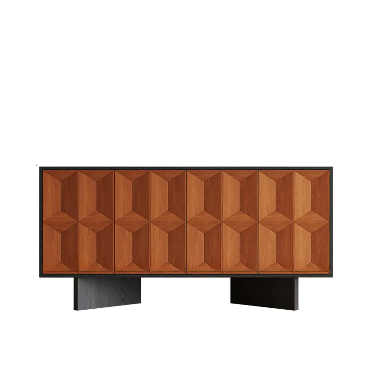 Armoire de rangement en bois de style moderne du milieu du siècle avec 4 portes