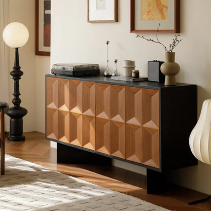 Armoire de rangement en bois de style moderne du milieu du siècle avec 4 portes