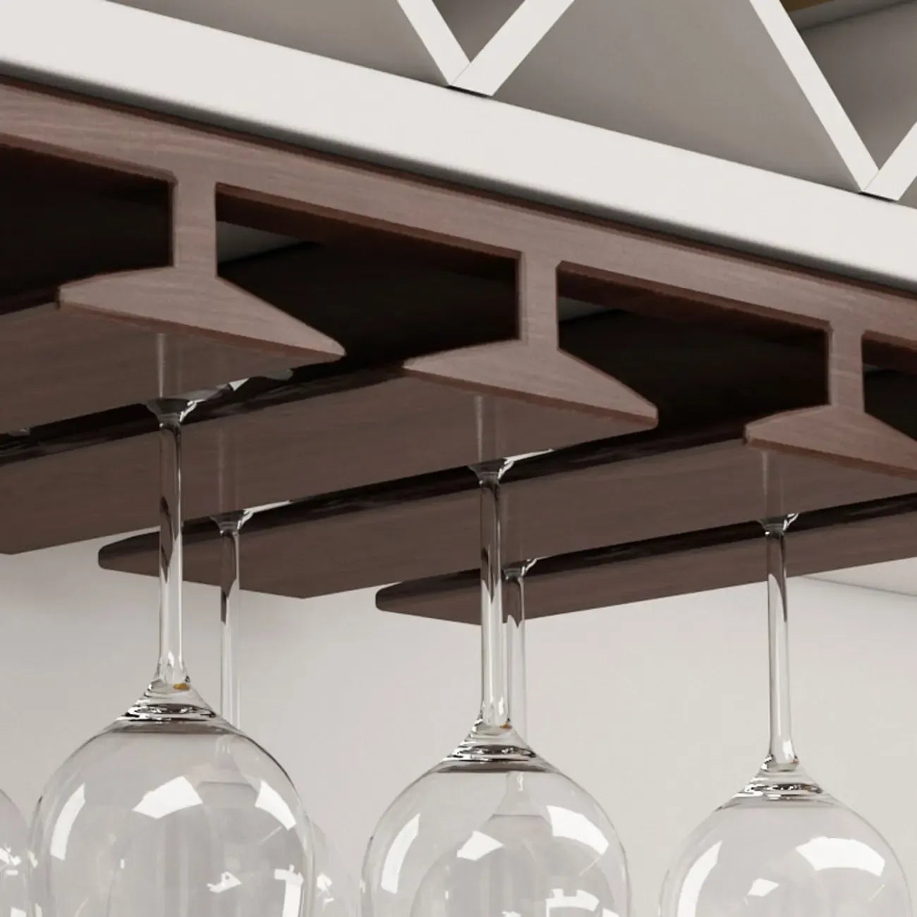 Porte-verres à vin suspendu contemporain en bois de châtaignier