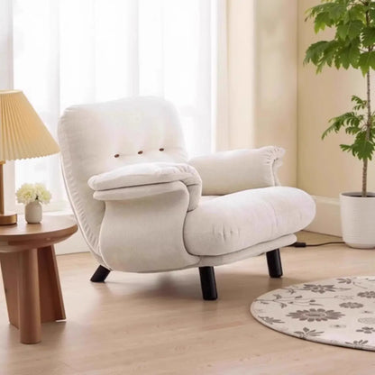 Fauteuil d'appoint élégant avec accoudoirs, recouvert de velours blanc à motif flocons de neige