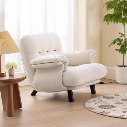 Fauteuil d'appoint élégant avec accoudoirs, recouvert de velours blanc à motif flocons de neige
