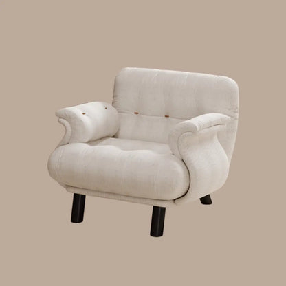 Fauteuil d'appoint élégant avec accoudoirs, recouvert de velours blanc à motif flocons de neige