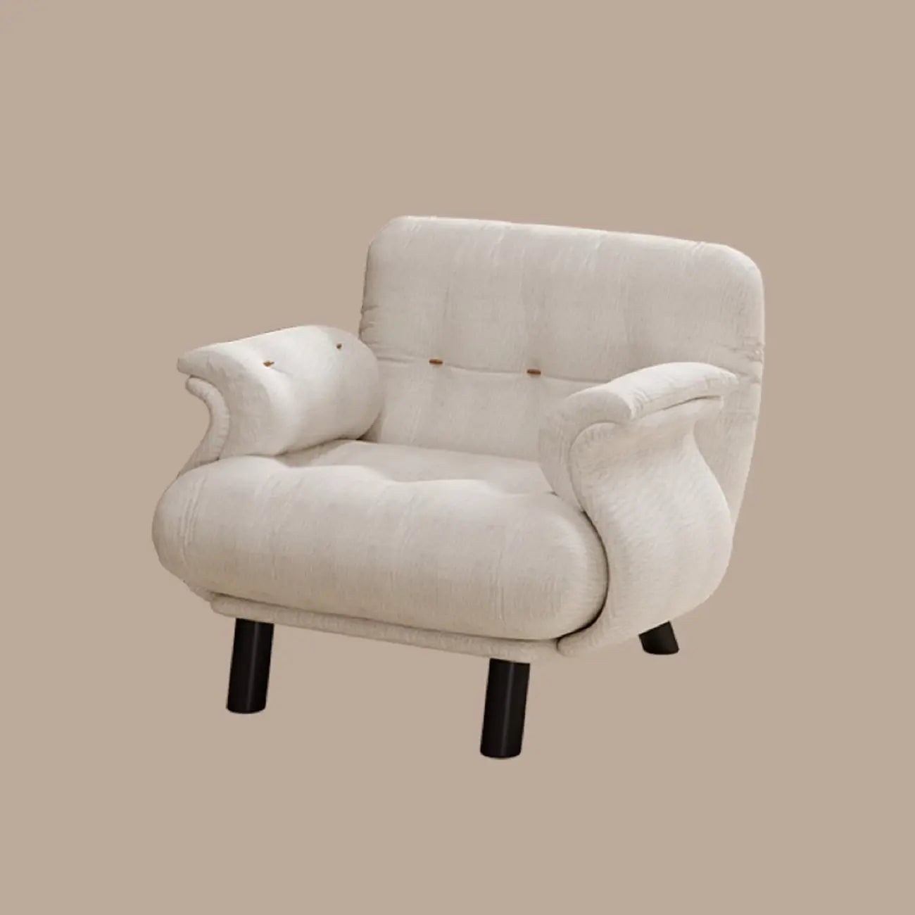 Fauteuil d'appoint élégant avec accoudoirs, recouvert de velours blanc à motif flocons de neige