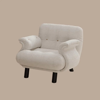 Fauteuil d'appoint élégant avec accoudoirs, recouvert de velours blanc à motif flocons de neige