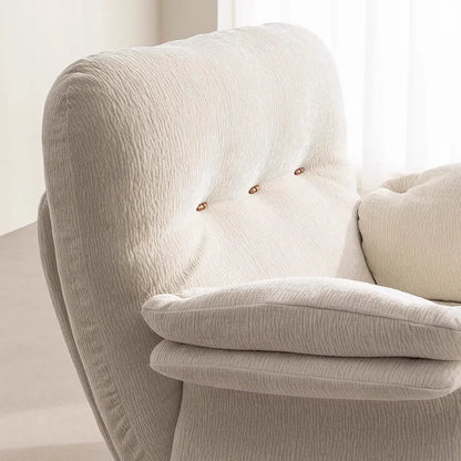 Fauteuil d'appoint élégant avec accoudoirs, recouvert de velours blanc à motif flocons de neige