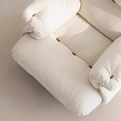 Fauteuil d'appoint élégant avec accoudoirs, recouvert de velours blanc à motif flocons de neige