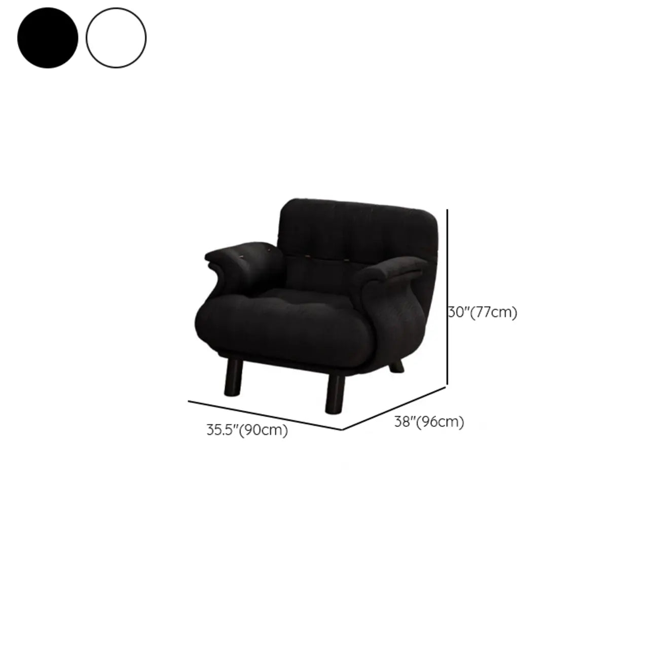 Fauteuil d'appoint élégant avec accoudoirs, recouvert de velours blanc à motif flocons de neige