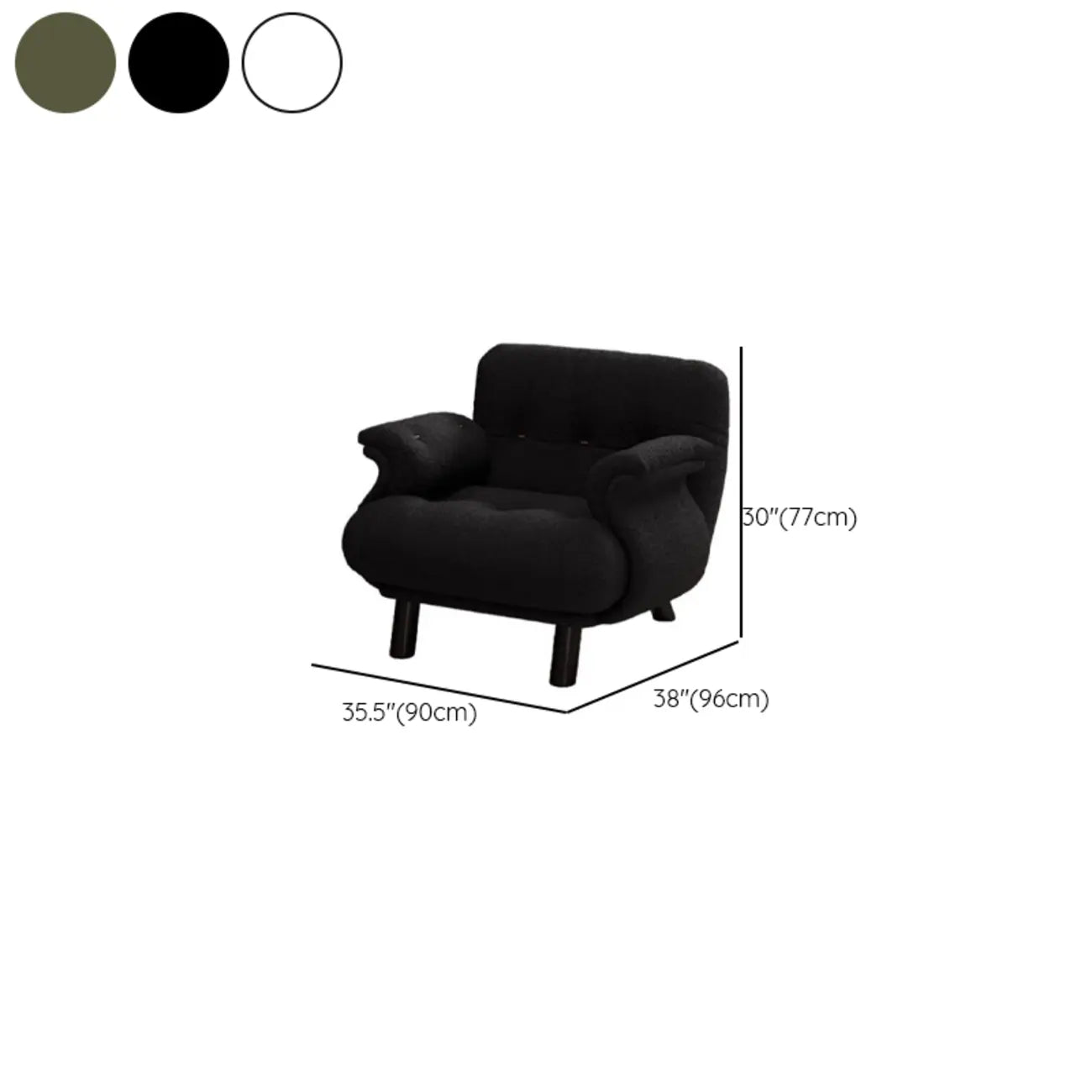 Fauteuil d'appoint élégant avec accoudoirs, recouvert de velours blanc à motif flocons de neige