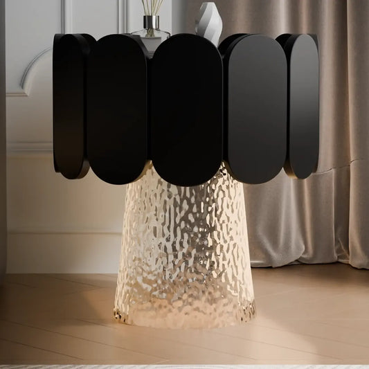 Table de chevet moderne organique à 1 tiroir avec éclairage