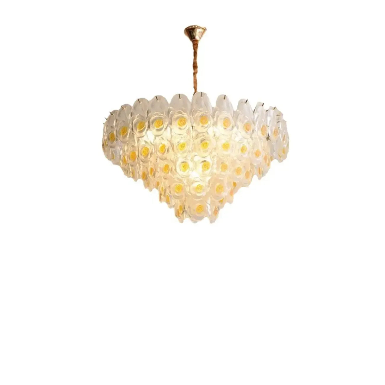 Lustre en cristal doré à motif floral