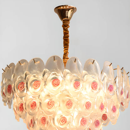 Lustre en cristal doré à motif floral