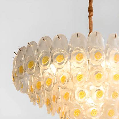 Lustre en cristal doré à motif floral