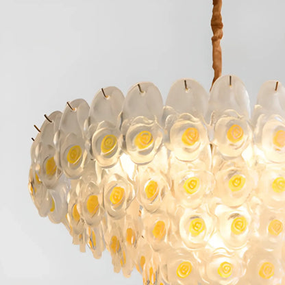 Lustre en cristal doré à motif floral