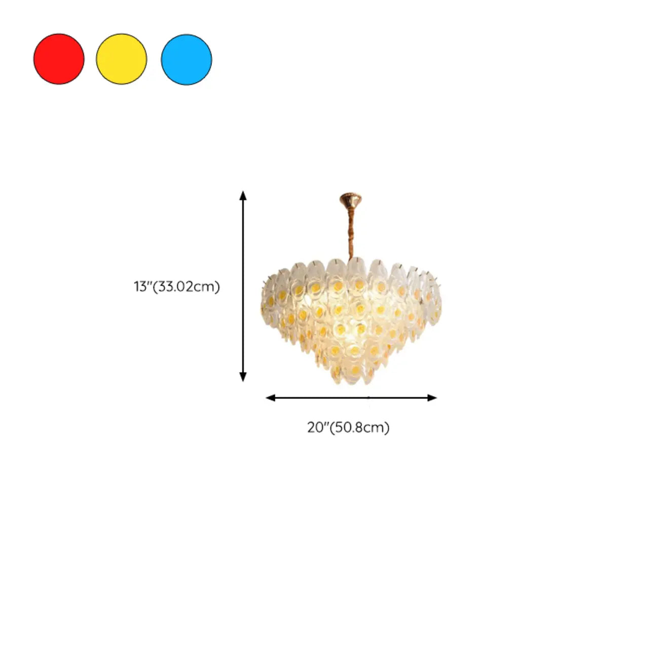 Lustre en cristal doré à motif floral