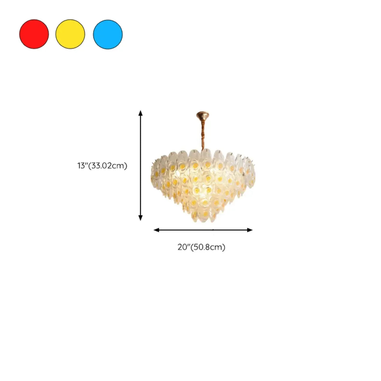 Lustre en cristal doré à motif floral