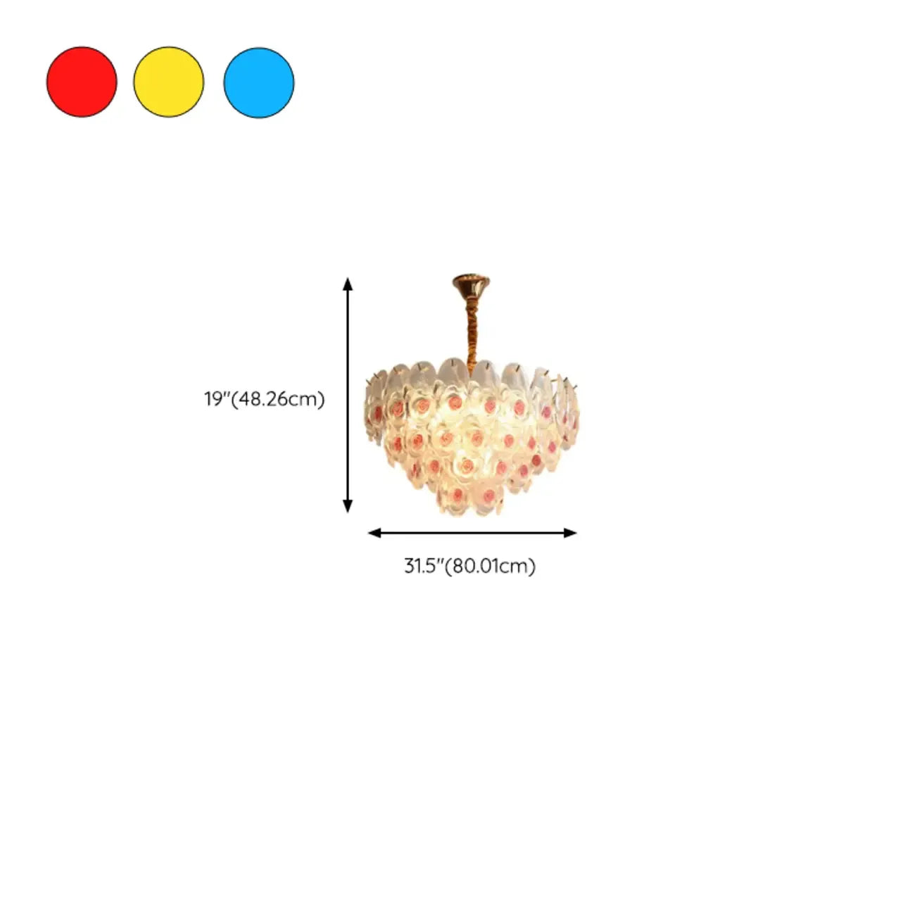 Lustre en cristal doré à motif floral