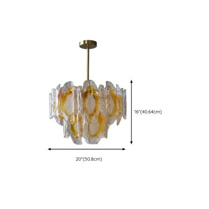 Lustre linéaire moderne en verre cristal doré et fleurs