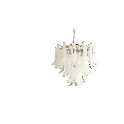 Lustre élégant en cristal doré à motif floral, verre et cristal.