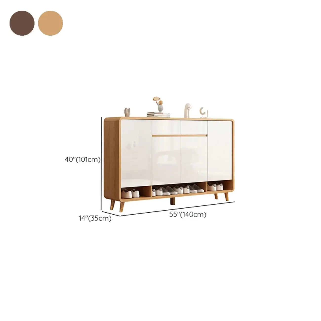 Meuble à chaussures moderne en bois blanc.