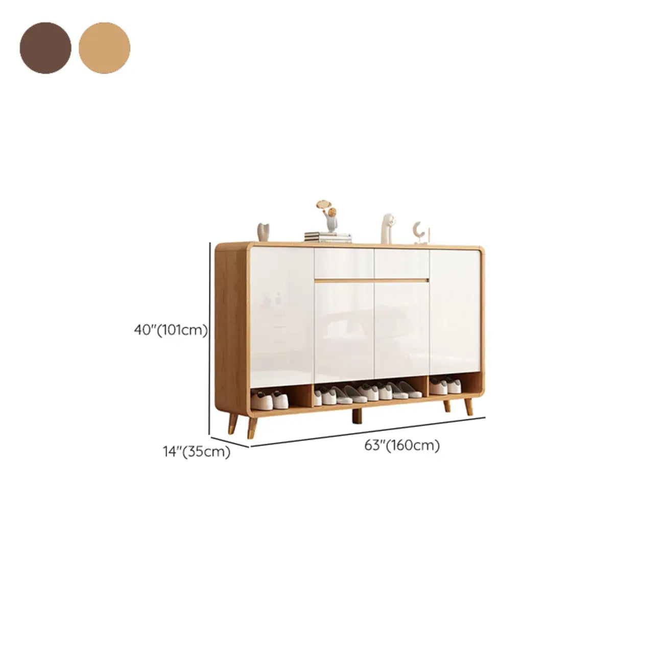 Meuble à chaussures moderne en bois blanc.