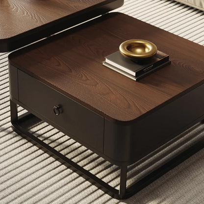 Table basse gigogne carrée moderne en bois et pierre