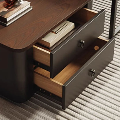 Table basse gigogne carrée moderne en bois et pierre