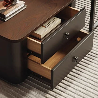 Table basse gigogne carrée moderne en bois et pierre